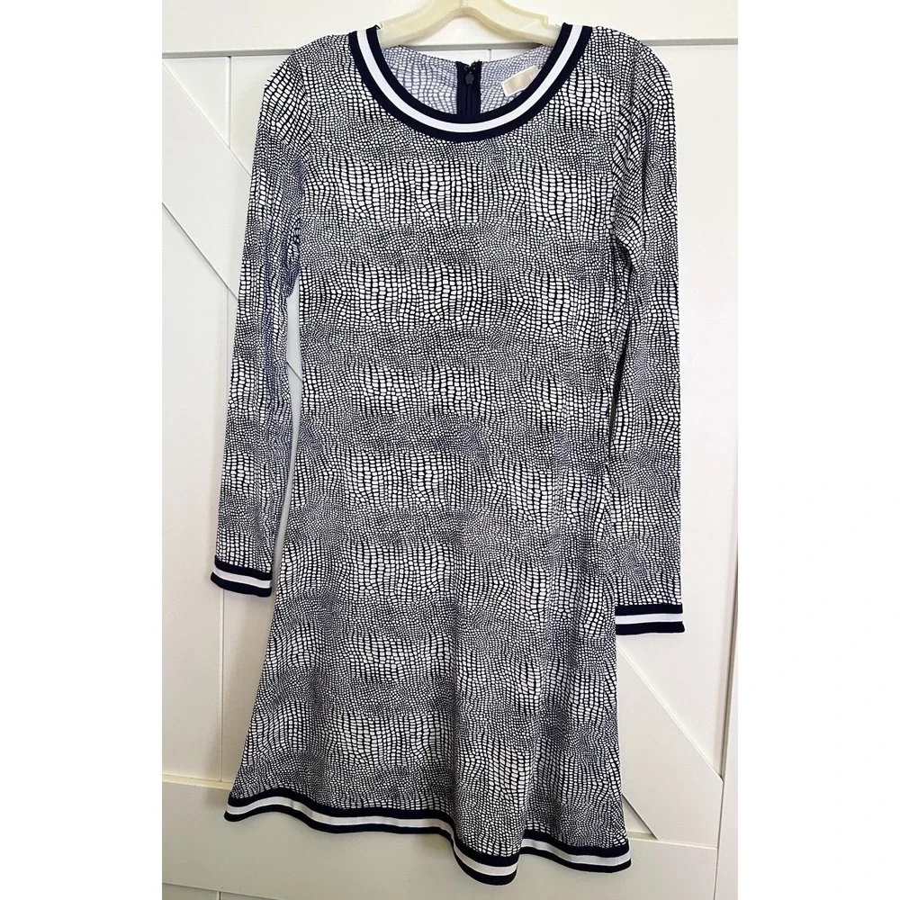 Michael Kors‎ Navy/White Snake Skin Print Dress Size XS